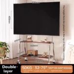 Stainless Steel Rolling Floor Mobile TV Stand for 32-75 Inch LCD LED Screen TVs TV Cart Holds up to 110Lbs Max VESA 600x400mm - Image 11