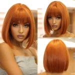 Bob Black Synthetic Wigs Straight Cosplay Short Daily Natural Looking Hair Wig with Bangs Heat Resistant Fiber for Women Afro - Image 10