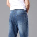 High Cotton Stretch Jeans for Men Loose Straight Leg - Image 9