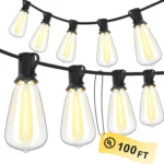 150FT LED Outdoor String Lights Waterproof Patio Lights Shatterproof ST38 Replaceable Bulbs Dimmable Outside Hanging Lights - Image 8