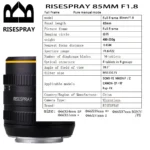 NEW RISESPRAY Full Frame 85MM F1.8 Metal Manual Camera Lens For Canon-EF/RF NIKON-F/Z SONY-E Fujifilm FIJI-FX - Image 5