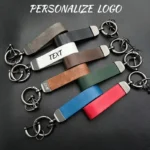 Vintage Discolored Leather Keychain Custom LOGO For men women Laser Engraved Car Key Chains holders Personalize company Keyring