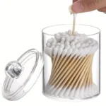 1/2/3 Pack Plastic Cotton Swab Ball Pad Holder, 10 Oz Bathroom Organizer, Qtip Apothecary Jar Clear Container Dispenser - Image 3