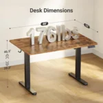 Electric Adjustable Standing Desk, 24×48 Inches Sit Stand Home Office Desk with Splice Board, Black Frame/Rustic Brown Top