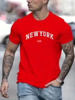 2024 Luxury Fashion Casual Men's Summer New York Usa Print - Image 2