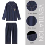 Cotton Men Pajamas Set of Autumn Winter Long-Sleeved Cardigan Plus Size Men Models of Home Clothing Plaid Sleepwear 2PCS/Set - Image 2