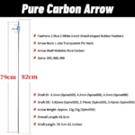 12PCS Archery Hunting Shooting Pure Carbon Arrows Spine 500/600/900 ID4.2mm 2inch Shield Rubber Feather 31Inch Arrow Shaft - Image 6