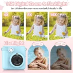 kids camera instant print 1080P Portable Kids Camera with  32GB Card3 and Rolls Photo Paper , Perfect Gift for Toddlers - Image 3