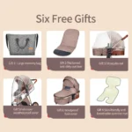 Premium 3-in-1 Baby Travel System: Reversible Seat Pram Stroller, Folding Design for 0-3 Years - Image 3