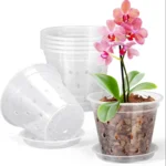 5Pcs Transparent Orchid Pot 4/5/6/7inch Planter Pot with Holes and Saucers Breathable Flower Plant Pot for Nursery