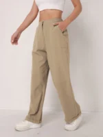 Elegant Solid Color Linen Wide Leg Pants for Women High Waist Drapey Casual Summer - Image 5