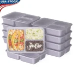 20-Piece Meal Prep Kit 3-Compartment Storage Containers with Lids Stackable Microwave Safe Reusable BPA-Free Healthy Portion
