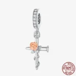 925 Sterling Silver Hamsa Hand Cross Dangle Charms Fit Original Bracelet Beads Faith Jewel plata de leyry DIY Easter Gift