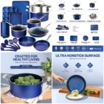 20 Pc Kitchen Pots and Pans Set Non Stick Cookware Set, Kitchen Cookware Sets with Cooking Utensils