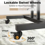 Adjustable Mobile TV Stand with Locking Wheels for 32-83 Inch Screens, Supports Up to 110 lbs