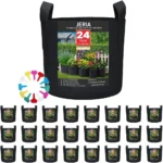 24-Pack 10 Gallon Nonwoven Grow Bags with Handles and Plant Labels, Heavy Duty Fabric Pots for Gardening