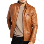 Men's PU Leather Jacket Stand-Up Collar Punk Motorcycle Style Fashion European American Teenagers Male Outerwear - Image 5