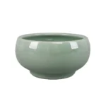 Green Reactive Glaze Ceramic Planter with Drainage Stylish Indoor Pot Plants Decor Tabletop and Shelf Display - Image 2