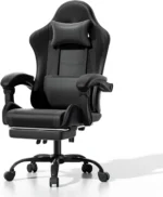 Athena Collection Carbon Fiber Black Gaming Chair - Ergonomic with Footrest Headrest Lumbar Support Height Adjustable Swivel - Image 9