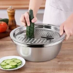 3pcs Stainless Steel Kitchen Set With Grinder Filter Bowl - Food Safe Drainage For Fruits Veggies Cheese | 24-hour Shipping