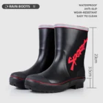 Mid-calf Rain Boots Men Slip-On Waterproof Rubber Rain Shoes Work Mud Boots Warm Durable Non-Slip Boots Farming Fishing Camp