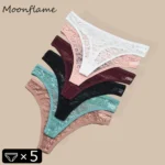 Moonflame 5Pcs Lace Thongs Woman Underwear Lingerie For Women T-back Ladies Transparent G-string Girls Panties