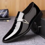 Black PU Patent Leather Shoes For Men Casual Business Shoes Formal Office Work Shoes For Male Party Wedding - Image 2