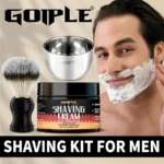 GOIPLE 5.64oz Men Shaving Cream or Shaving Soap Bowl or Shave Lather Brush Refreshing Cleaning Softening Beard Foam for Men Gift