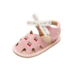 Cute Baby Girl Sandals Stylish PU Leather Non-slip Bowknot Cherry Summer Flats Toddler Shoes for Everyday Wear - Image 6
