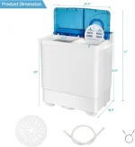 Semi-Automatic Twin Tub Washer with Spin Dryer, 26lbs Capacity, Built-in Drain Pump, Portable for Apartment, Dorm, RV