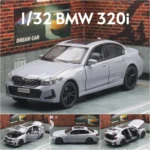 1/32 BMW 320i Sedan Miniature Diecast Toy Car Model Sound & Light Doors Openable Educational Collection Gift for Children Boy