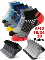 12Pairs High Qualit Athletic Socks Men's Ankle Socks Running Cyclling Waist Honeycomb Design And Firm Sports Leisure Socks Gifts