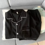 Men's Luxury New Pajama Set Solid Color Short Sleeve Lapel Top And Elastic Shorts Plus Size Pajamas Summer Loungewear Sleepwear - Image 3