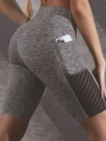Women Sport Yoga Shorts Knee Length Pants Fitness High Waist Hip Lift Running Yoga Side Pockets Tights Quick Dry Gym Sportswear - Image 5