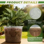 4/6/8/10 Inch Large Size Clear Nursery Pots for Plants, 16 Pack Plastic Plant Pots with Drainage Holes, Durable Seedling Star