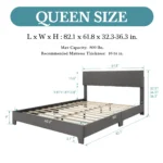 HOOMIC Upholstered Bed Frame with Adjustable Headboard, Soft Linen Fabric, Strong Supporting Structure, Noise-Free Allewie - Image 6