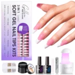 GELLEN Gel Nail Tips Kit 240Pcs Pre Shaped Short Square Soft Tips 15g Solid Gel Glue UV LED Lamp DIY Manicure Set Long Lasting