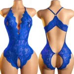 Sexy Lingerie For Women Deep V Crotchless Babydoll Dress Lace Bow Knot Open Bra Bodysuit Erotic Costumes Female Porno Underwear