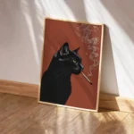 Black Cat Smoking a Cigarette Vintage Poster Art Retro Whimsical Print Funny Animal Wall Decor Poster for Bar Cart Quirky Kitche - Image 7