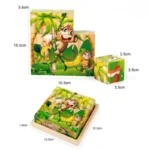 3D Cube Wooden Puzzle Children's Nine Pieces Six-sided Wooden Block Tray Children's Montessori Learning Educational Puzzle Toys - Image 5