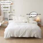 3pcs  100% cotton bedding set Double Duvet Cover Set 220x240 Solid Twist Cotton King Size Bedding Set Quilt Cover Set - Image 2