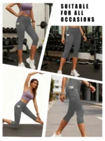 High Waisted capri pants For Women With Pockets Super Soft Tummy Control Workout Running Yoga Athletic Leggings