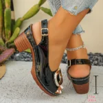 Sexy Patent Leather Thick High Heeled Sandals Women Metal Ring Peep Toe Platform Sandles Woman - Image 6
