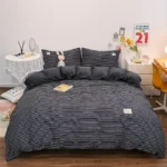 100% Cotton Duvet Cover Set,Bedding Set With Plaid Stripe,Skin Friendly Breathable,1 Duvet Cover,2 Pillowcase,Japan Simple Style - Image 12