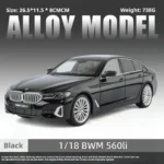 Officially authorized BMW 560 18 Scale Diecast car Model Toy with Sound &Light Pull Back Boys Gift collectible ornaments