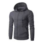 Men's Hoodie Solid Color Basic Hooded Jacket Cardigan Sweatshirt - Image 9