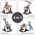 2025 Multifunctional Baby Walker With Sunshade and Seat Kids Anti-Rollover Adjustable Music Stroller Mother Baby Supplies Toys - Image 4