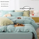 3pcs  100% cotton bedding set Double Duvet Cover Set 220x240 Solid Twist Cotton King Size Bedding Set Quilt Cover Set - Image 17