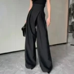 New Black Trousers Spring Summer Women Leisure Commuting High Waist Suit Wide