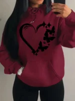 Combination Of Love And Butterfly  Pattern Hoody Women Hip Hop Street Hoodies